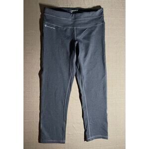CHAMPION Leggings Women’s Size Small S Capri Cropped Dark Grey Logo Waist Thigh
